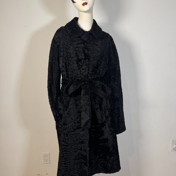 Vintage Persian Lamb Women's Trench Coat with Belt and added Pucci Lining. - Picture 2 of 8
